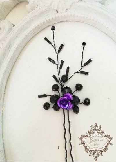 Handmade фуркет - украса за коса Purple Rose